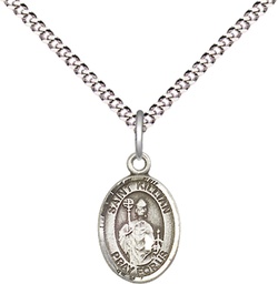 [9067SS/18S] Sterling Silver Saint Kilian Pendant on a 18 inch Light Rhodium Light Curb chain