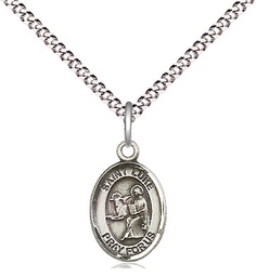 [9068SS/18S] Sterling Silver Saint Luke the Apostle Pendant on a 18 inch Light Rhodium Light Curb chain