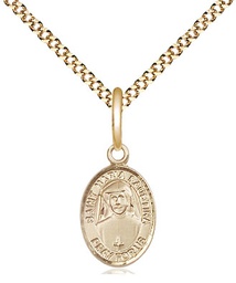 [9069GF/18G] 14kt Gold Filled Saint Maria Faustina Pendant on a 18 inch Gold Plate Light Curb chain
