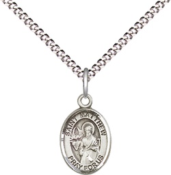 [9074SS/18S] Sterling Silver Saint Matthew the Apostle Pendant on a 18 inch Light Rhodium Light Curb chain