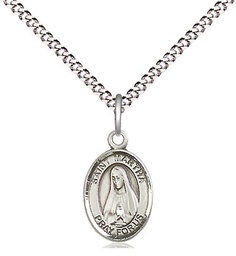[9075SS/18S] Sterling Silver Saint Martha Pendant on a 18 inch Light Rhodium Light Curb chain