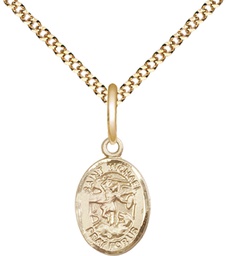 [9076GF/18G] 14kt Gold Filled Saint Michael the Archangel Pendant on a 18 inch Gold Plate Light Curb chain