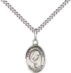 [9077SS/18S] Sterling Silver Saint Philomena Pendant on a 18 inch Light Rhodium Light Curb chain