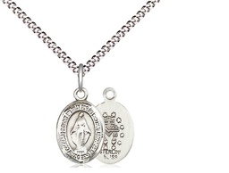 [9078SS/18S] Sterling Silver Miraculous Pendant on a 18 inch Light Rhodium Light Curb chain