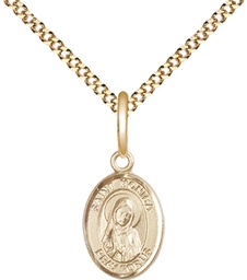 [9079GF/18G] 14kt Gold Filled Saint Monica Pendant on a 18 inch Gold Plate Light Curb chain