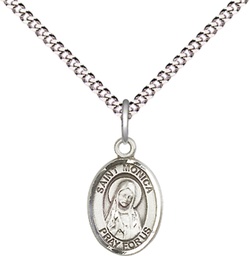 [9079SS/18S] Sterling Silver Saint Monica Pendant on a 18 inch Light Rhodium Light Curb chain
