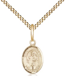 [9080GF/18G] 14kt Gold Filled Saint Nicholas Pendant on a 18 inch Gold Plate Light Curb chain