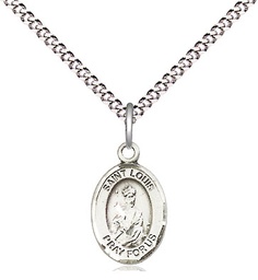 [9081SS/18S] Sterling Silver Saint Louis Pendant on a 18 inch Light Rhodium Light Curb chain
