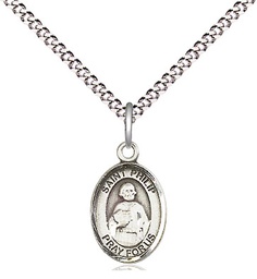 [9083SS/18S] Sterling Silver Saint Philip the Apostle Pendant on a 18 inch Light Rhodium Light Curb chain
