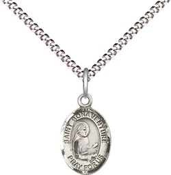 [9085SS/18S] Sterling Silver Saint Bonaventure Pendant on a 18 inch Light Rhodium Light Curb chain