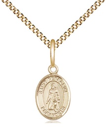 [9088GF/18G] 14kt Gold Filled Saint Peregrine Laziosi Pendant on a 18 inch Gold Plate Light Curb chain
