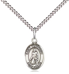 [9088SS/18S] Sterling Silver Saint Peregrine Laziosi Pendant on a 18 inch Light Rhodium Light Curb chain