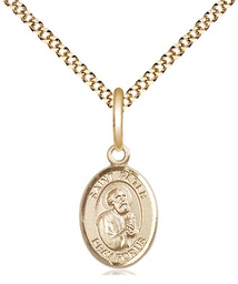 [9090GF/18G] 14kt Gold Filled Saint Peter the Apostle Pendant on a 18 inch Gold Plate Light Curb chain