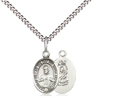 [9098SS/18S] Sterling Silver Scapular Pendant on a 18 inch Light Rhodium Light Curb chain
