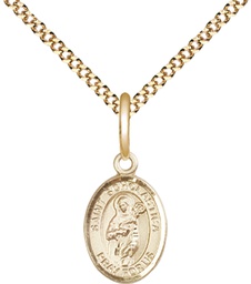 [9099GF/18G] 14kt Gold Filled Saint Scholastica Pendant on a 18 inch Gold Plate Light Curb chain