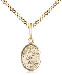 [9099GF/18G] 14kt Gold Filled Saint Scholastica Pendant on a 18 inch Gold Plate Light Curb chain