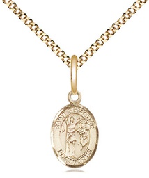 [9100GF/18G] 14kt Gold Filled Saint Sebastian Pendant on a 18 inch Gold Plate Light Curb chain