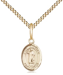 [9104GF/18G] 14kt Gold Filled Saint Stephen the Martyr Pendant on a 18 inch Gold Plate Light Curb chain