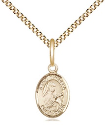 [9106GF/18G] 14kt Gold Filled Saint Theresa Pendant on a 18 inch Gold Plate Light Curb chain