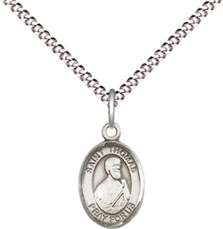 [9107SS/18S] Sterling Silver Saint Thomas the Apostle Pendant on a 18 inch Light Rhodium Light Curb chain