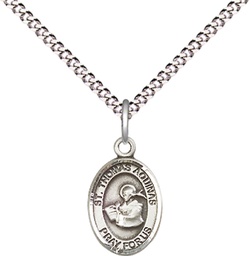 [9108SS/18S] Sterling Silver Saint Thomas Aquinas Pendant on a 18 inch Light Rhodium Light Curb chain