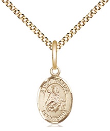 [9114GF/18G] 14kt Gold Filled Saint William of Rochester Pendant on a 18 inch Gold Plate Light Curb chain