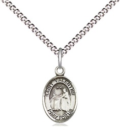 [9121SS/18S] Sterling Silver Saint Valentine of Rome Pendant on a 18 inch Light Rhodium Light Curb chain