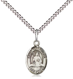 [9126SS/18S] Sterling Silver Saint Walburga Pendant on a 18 inch Light Rhodium Light Curb chain