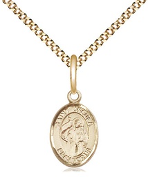 [9127GF/18G] 14kt Gold Filled Saint Ursula Pendant on a 18 inch Gold Plate Light Curb chain