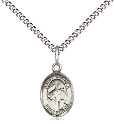 [9127SS/18S] Sterling Silver Saint Ursula Pendant on a 18 inch Light Rhodium Light Curb chain