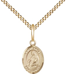 [9128GF/18G] 14kt Gold Filled Saint Agnes of Rome Pendant on a 18 inch Gold Plate Light Curb chain