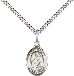 [9128SS/18S] Sterling Silver Saint Agnes of Rome Pendant on a 18 inch Light Rhodium Light Curb chain