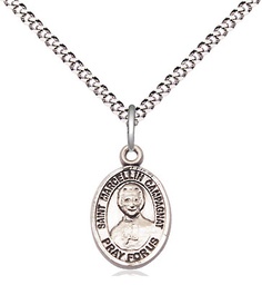 [9131SS/18S] Sterling Silver Saint Marcellin Champagnat Pendant on a 18 inch Light Rhodium Light Curb chain