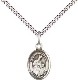 [9137SS/18S] Sterling Silver Saint Ambrose Pendant on a 18 inch Light Rhodium Light Curb chain