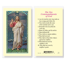 [HI-E24-129] The Ten Commandments Christs Blessing Laminated Holy Card