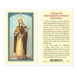 [HI-E24-416] Saint Catherine of Sienna Biography Laminated Holy Card