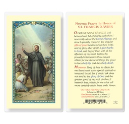[HI-E24-444] Saint Francis Xavier Novena Prayer Laminated Holy Card