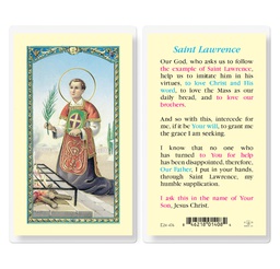 [HI-E24-476] Prayer to Saint Lawrence Laminated Holy Card