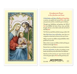 [HI-E24-609] Grandparents Prayer to Saints Joachim and  Anne Laminated Holy Card