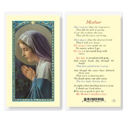 [HI-E24-842] Mother with Madonna Praying Rosary Laminated Holy Card