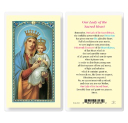 [HI-E24-903] Our Lady of the Sacred Heart Laminated Holy Card