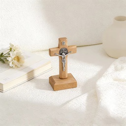 [YJ-SC-CS] 2 3/4" Standing St. Benedict Crucifix – Clear Stain