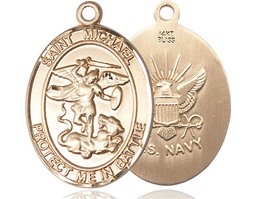 [1173KT6] 14kt Gold Saint Michael Navy Medal