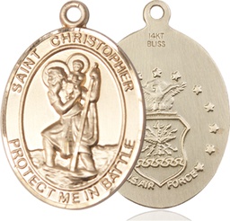 [1177KT1] 14kt Gold Saint Christopher Air Force Medal