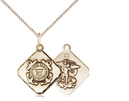 [1180GF3/18GF] 14kt Gold Filled Coast Guard Diamond Pendant on a 18 inch Gold Filled Light Curb chain