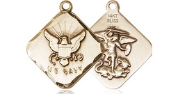 [1180KT6] 14kt Gold Navy Diamond Medal