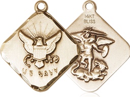[1180KT6] 14kt Gold Navy Diamond Medal