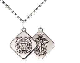 [1180SS3/18SS] Sterling Silver Coast Guard Diamond Pendant on a 18 inch Sterling Silver Light Curb chain