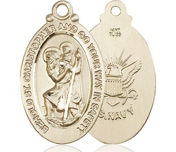 [4145KT6] 14kt Gold Saint Christopher Navy Medal