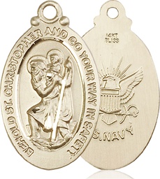 [4145KT6] 14kt Gold Saint Christopher Navy Medal